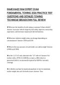 RAMEXAM22 RAM EXPERT EXAM  FUNDAMENTAL TOWING 2026 PRACTICE TEST  QUESTIONS AND DETAILED TOWING  TECHNIQUE BREAKDOWN FULL REVIEW 