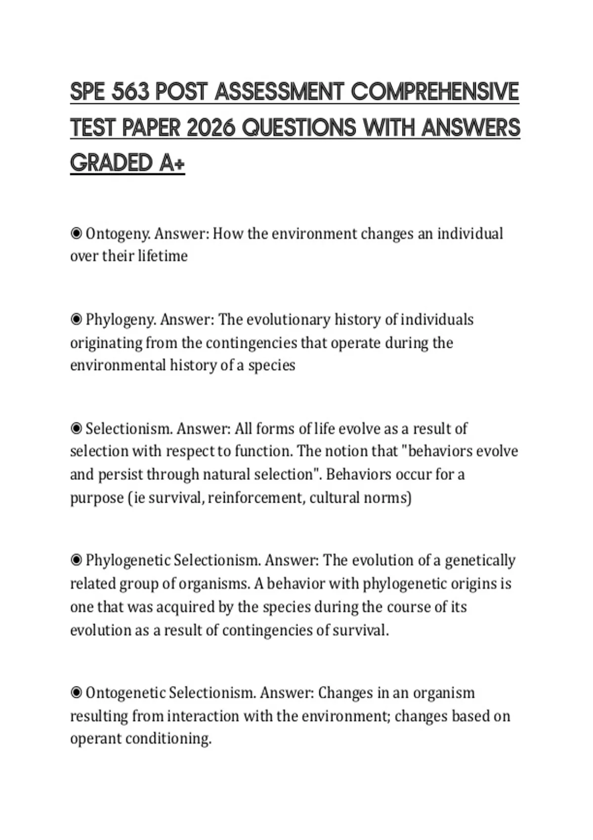 SPE 563 POST ASSESSMENT COMPREHENSIVE TEST PAPER 2026 QUESTIONS WITH ...