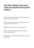 REAL ESTATE APPRAISAL ACTUAL EXAM  SCRIPT 2026 QUESTIONS AND SOLUTIONS  GRADED A&plus;