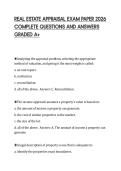 REAL ESTATE APPRAISAL EXAM PAPER 2026  COMPLETE QUESTIONS AND ANSWERS  GRADED A&plus; 