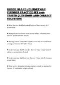 RHODE ISLAND JOURNEYMAN  PLUMBER PRACTICE SET 2026  TESTED QUESTIONS AND CORRECT  SOLUTIONS 