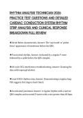 RHYTHM ANALYSIS TECHNICIAN 2026  PRACTICE TEST QUESTIONS AND DETAILED  CARDIAC CONDUCTION SYSTEM RHYTHM  STRIP ANALYSIS AND CLINICAL RESPONSE  BREAKDOWN FULL REVIEW 