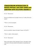 STRAIGHTERLINE INTRODUCTION TO PHYSICS PHY250L LAB STUDY GUIDE 2026 QUESTIONS WITH SOLUTIONS GRADED A&plus;