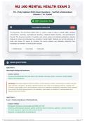 NU 160 Mental Health Exam 3 70&plus; &lpar;Fully Updated 2026&rpar; Exam Questions &plus; Verified & Rationalized Answers   A&plus; Graded