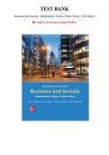 Test Bank for Business and Society&colon; Stakeholders&comma; Ethics&comma; Public Policy 17th Edition by Anne Lawrence&comma; James Weber Chapter 1-19 &vert; All Chapters