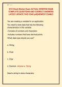NYC Stock Worker Exam ACTUAL VERIFIED EXAM  COMPLETE QUESTIONS AND CORRECT ANSWERS  LATEST UPDATE THIS YEAR&period;pdf&vert;&vert;NEWEST EXAM&excl;&excl;&excl;