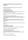 MERA CUSTOMER SERVICE QUESTIONS AND ANSWERS