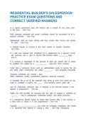 RESIDENTIAL BUILDER'S SALESPERSON PRACTICE EXAM QUESTIONS AND CORRECT VERIFIED ANSWERS