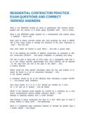 RESIDENTIAL CONTRACTOR PRACTICE EXAM QUESTIONS AND CORRECT VERIFIED ANSWERS