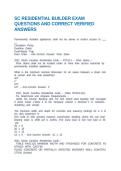 SC RESIDENTIAL BUILDER EXAM QUESTIONS AND CORRECT VERIFIED ANSWERS
