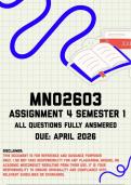 MNO2603 Assignment 4 &lpar;Quiz&rpar; Semester 1 Memo &vert; Due April 2026