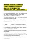 MCDONALDS CREW TRAINER TEST ACTUAL EXAM SCRIPT 2026 FULL SOLUTION TESTED QUESTIONS CERTIFICATION EVALUATION GRADED A&plus;
