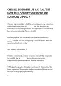 CHEM 162 EXPERIMENT LAB 1 ACTUAL TEST PAPER 2026 COMPLETE QUESTIONS AND SOLUTIONS GRADED A&plus;