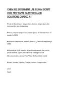 CHEM 162 EXPERIMENT LAB 1 EXAM SCRIPT 2026 TEST PAPER QUESTIONS AND SOLUTIONS GRADED A&plus;