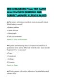 MED SURG NEURO FINAL TEST PAPER 2026 COMPLETE QUESTIONS AND CORRECT ANSWERS ALREADY PASSED