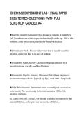 CHEM 162 EXPERIMENT LAB 1 FINAL PAPER 2026 TESTED QUESTIONS WITH FULL SOLUTION GRADED A&plus;