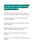 CHILD AND ADOLESCENT DEVELOPMENT ACTUAL EXAM PAPER 2026 QUESTIONS SOLUTIONS GRADED A&plus;