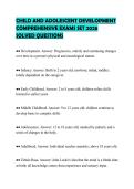 CHILD AND ADOLESCENT DEVELOPMENT COMPREHENSIVE EXAMS SET 2026 SOLVED QUESTIONS