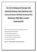 ICC U14 Underground Storage Tank  Electrical Systems Exam Questions And  Correct Answers &lpar;Verified Answers&rpar; Plus  Rationales 2026 Q&A &vert; Instant  Download Pdf