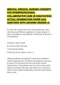 MEDICAL SURGICAL NURSING CONCEPTS FOR INTERPROFESSIONAL COLLABORATIVE CARE 9E IGNATAVICIUS ACTUAL EXAMINATION PAPER 2026 QUESTIONS WITH ANSWERS GRADED A&plus;