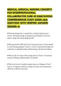 MEDICAL SURGICAL NURSING CONCEPTS FOR INTERPROFESSIONAL COLLABORATIVE CARE 9E IGNATAVICIUS COMPREHENSIVE STUDY GUIDE 2026 QUESTIONS WITH VERIFIED ANSWERS GRADED A&plus;