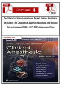 Test Bank for Clinical Anesthesia Barash&comma; Cullen&comma; Stoelting&rsquo;s 9th Edition &vert; All Chapters &lpar;1&ndash;59&rpar; &vert;With Questions And Revised Correct Answers&lpar;2026 &sol; 2027&rpar; 100&percnt; Guaranteed Pass