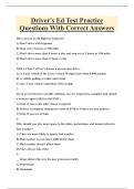 Driver's Ed Test Practice Questions With Correct Answers