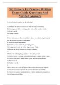 NC Drivers Ed Practice Written Exam Guide Questions And Verified Answers
