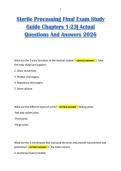 Sterile Processing Final Exam Study Guide Chapters 1-23&vert; Actual Questions And Answers 2026