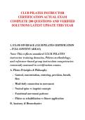 CLUB PILATES INSTRUCTOR  CERTIFICATION ACTUAL EXAM  COMPLETE 200 QUESTIONS AND VERIFIED  SOLUTIONS LATEST UPDATE THIS YEAR