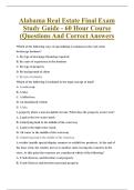 Alabama Real Estate Final Exam Study Guide - 60 Hour Course &lpar;Questions And Correct Answers
