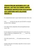 STRAIGHTERLINE MICROBIOLOGY LAB BIO250L LAB TWO CULTURING ASEPTIC TECHNIQUE CERTIFICATION EVALUATION 2026 QUESTIONS WITH SOLUTIONS GRADED A&plus;