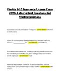 Florida 2-15 Insurance License Exam 2026- Latest Actual Questions And Verified Solutions 