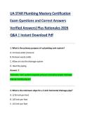 UA STAR Plumbing Mastery Certification  Exam Questions and Correct Answers  Verified Answers&rpar; Plus Rationales 2026  Q&A &vert; Instant Download Pdf