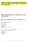 MEDICAL-SURGICAL RN A PROPHECY RELIAS EXAM TEST WITH COMPLETE SOLUTIONS ANSWERED 2026 LATEST UPDATED