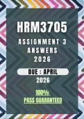 HRM3705 ASSIGNMENT 3 SEMESTER 1 2026 MEMO &vert; DUE DATE APRIL 2026