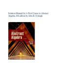Solution Manual A First Course in Abstract Algebra 8th Edition by John B Fraleigh Complete Worked Solutions A&plus;
