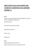 SNHD PROTOCOLS EXAM PAPER 2026  COMPLETE QUESTIONS AND ANSWERS  GRADED A&plus; 