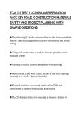 TCM 121 TEST 1 2026 EXAM PREPARATION  PACK KEY ROAD CONSTRUCTION MATERIALS  SAFETY AND PROJECT PLANNING WITH  SAMPLE QUESTIONS