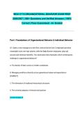 WGU C715 ORGANIZATIONAL BEHAVIOR EXAM PREP 2026&sol;2027 &vert; 300&plus; Questions and Verified Answers &vert; 100&percnt; Correct &vert; Pass Guaranteed - A&plus; Graded