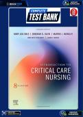 Test Bank &ndash; Introduction to Critical Care Nursing&comma; 8th Edition &lpar;Sole&comma; Klein & Moseley&rpar; &vert; Complete Chapters 1&ndash;21 with Verified Questions&comma; Answers & Rationales