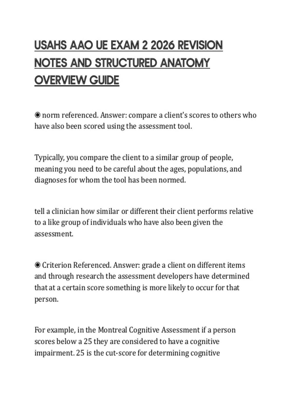 Structured Overview Notes USAHS AAO UE EXAM 2 2026 REVISION NOTES AND STRUCTURED ANATOMY OVERVIEW ...