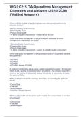 WGU C215 OA Operations Management  Questions and Answers &lpar;2025&sol; 2026&rpar;  &lpar;Verified Answers&rpar;