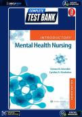Test Bank &ndash; Introductory Mental Health Nursing&comma; 5th Edition &lpar;Womble & Kincheloe&rpar; &vert; Complete Chapters 1&ndash;19 with Verified Questions&comma; Answers & Rationales
