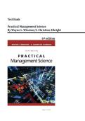 Test Bank for Practical Management Science 6th Edition by Wayne L&period; Winston&sol;S&period; Christian Albright&vert;&vert; All Chapters 1-14&comma; UPDATED VERSION