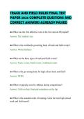 TRACK AND FIELD RULES FINAL TEST PAPER 2026 COMPLETE QUESTIONS AND CORRECT ANSWERS ALREADY PASSED