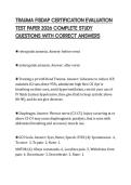 TRAUMA FISDAP CERTIFICATION EVALUATION TEST PAPER 2026 COMPLETE STUDY QUESTIONS WITH CORRECT ANSWERS