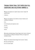 TRAUMA FISDAP FINAL TEST PAPER 2026 FULL QUESTIONS AND SOLUTIONS VERIFIED A&plus;