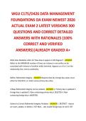WGU C175&sol;D426 DATA MANAGEMENT  FOUNDATIONS OA EXAM NEWEST 2026  ACTUAL EXAM 2 LATEST VERSIONS 300  QUESTIONS AND CORRECT DETAILED  ANSWERS WITH RATIONALES &lpar;100&percnt;  CORRECT AND VERIFIED  ANSWERS&rpar;&vert;ALREADY GRADED A&plus;