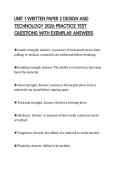 UNIT 1 WRITTEN PAPER 2 DESIGN AND TECHNOLOGY 2026 PRACTICE TEST QUESTIONS WITH EXEMPLAR ANSWERS